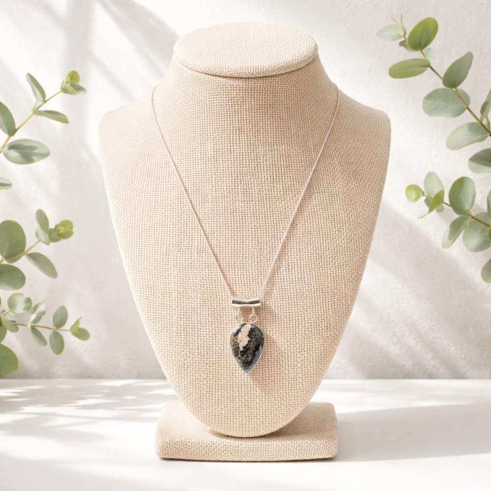 Honey Dendritic Opal Necklace View 2